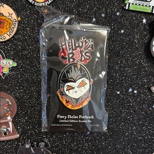 Fiery Stolas Portrait Enamel Pin - Black & Orange